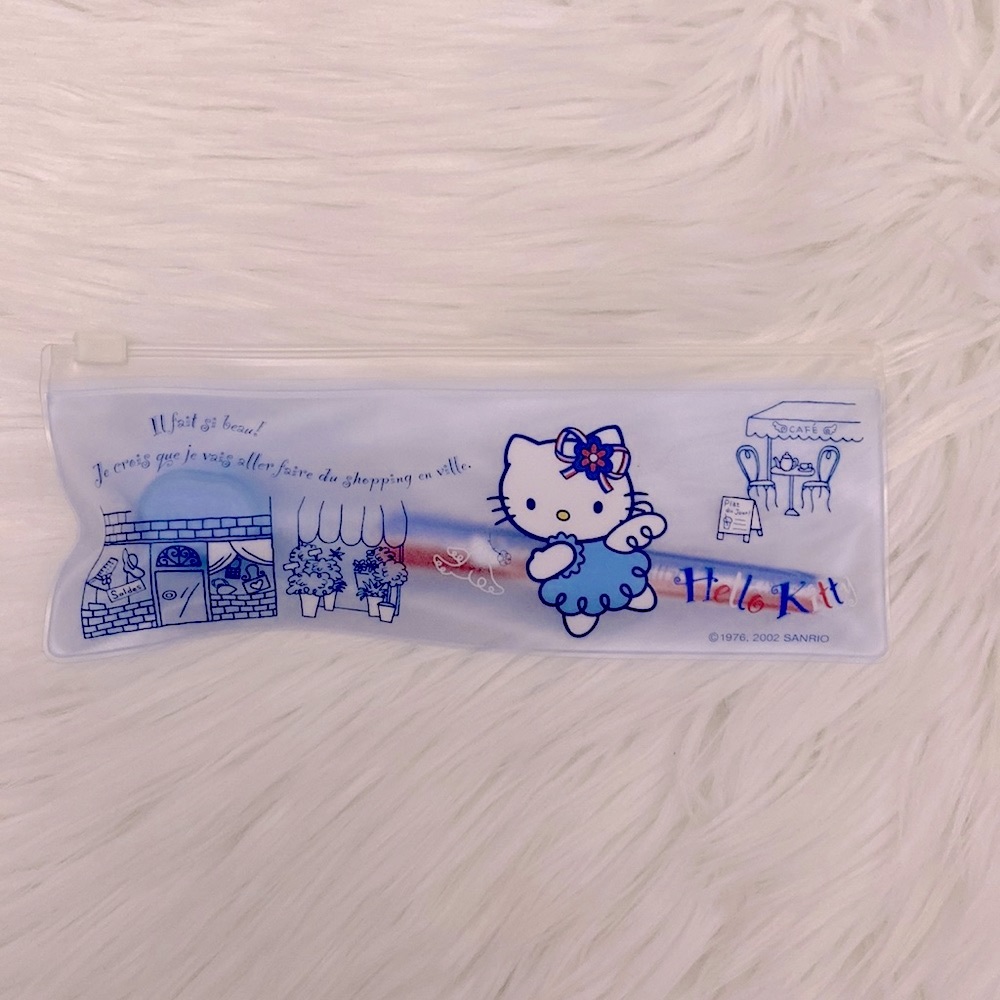 Vintage Sanrio Hello Kitty Blue Angel toothbrush with pouch